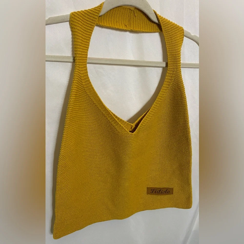 New Listicle Mustard Yellow Crocheted Sweater Boho/ Hippie Bag